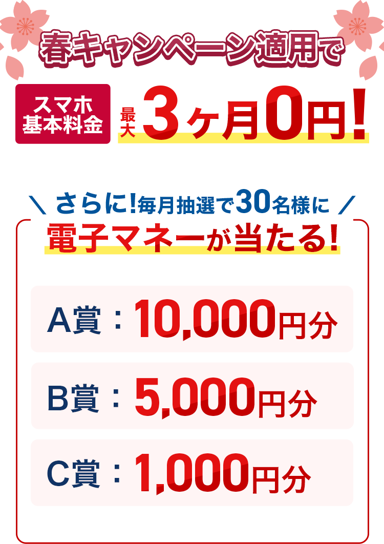 それだけじゃありません!冬キャンペーン適用で基本料金最大3ヶ月0円!