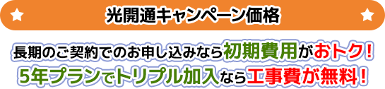 光開通キャンペーン価格(令和元年3月まで)