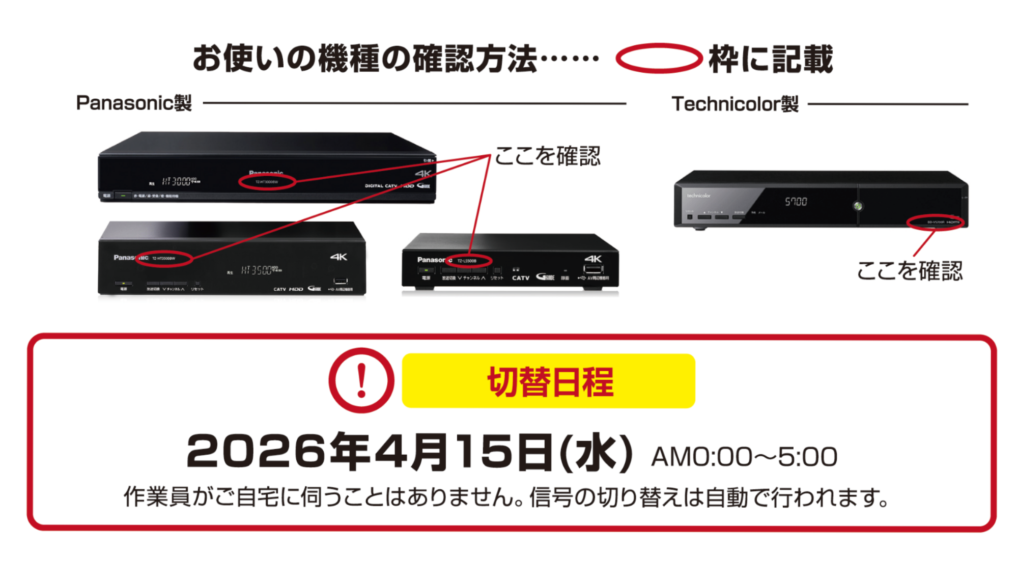 CATV専門チャンネル放送方式（ACAS）への切り替えに伴う再設定のお願い 